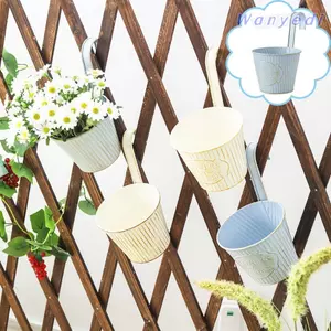 WANYEDI Chậu hoa treo, Chậu trồng cây treo tường bằng kim loại, Đồ dùng làm vườn có móc Chậu cây treo có thể thoát nước Sân vườn ngoài trời