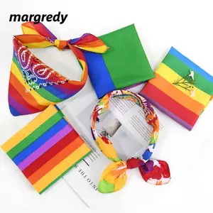 Khăn vuông bỏ túi MARGREDY, Băng đô đầy màu sắc cầu vồng, Lễ hội niềm tự hào nóng bỏng Bandana Gay