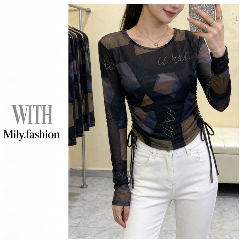 Áo Lưới Mỏng Tay Dài Nhuộm Màu Thời Trang Mùa Hè
