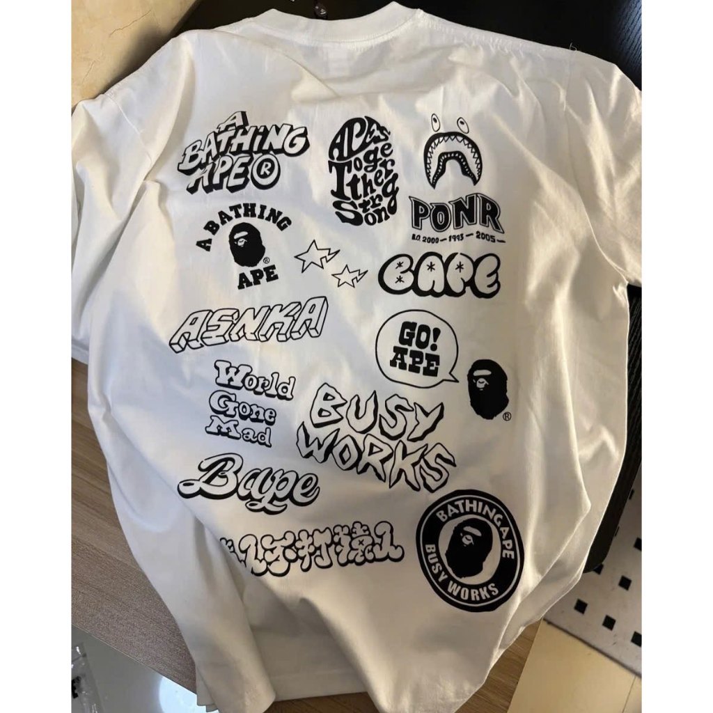 （Giao hàng 24h）Angela Áo Thun Bape Khỉ Icon Hình In Áo Phông Nam Nữ Form Rộng Unisex STAYRVIBES Full Tag Mạc Chuẩn