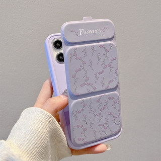 Ốp bảo vệ nắp lật họa tiết hoa tím cho iPhone 11 12promax 13pro15pro 15promax 14 14promax 14pro 16 pro max 16 plus 17 17promax
