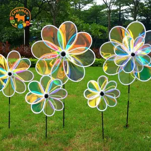 CANAMEK 1 Máy Xay Gió Hướng Dương Pinwheel Đầy Màu Sắc Kim Sa Lấp Lánh Có Thể Gập Lại Cối Xay Gió Mang Cắm Trại Dã Ngoại Trang Trí Sân Vườn Nhà CSF