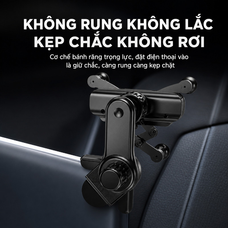 Giá đỡ điện thoại ô tô kẹp màn hình, xoay 360°, khóa tự động chắc chắn, hỗ trợ xem bản đồ