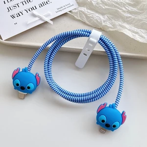 Hoạt Hình Dễ Thương Stitch Sạc Cáp Winder Bảo Vệ Dây Bảo Vệ Tay Áo Bảo Vệ Đường Dữ Liệu Bảo Vệ