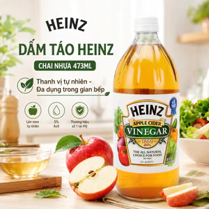 Giấm Táo Heinz Chai 473ml Chai Nhựa Dùng Chế Biến Món Ăn, Thêm Hương Vị Tốt Cho Sức Khỏe