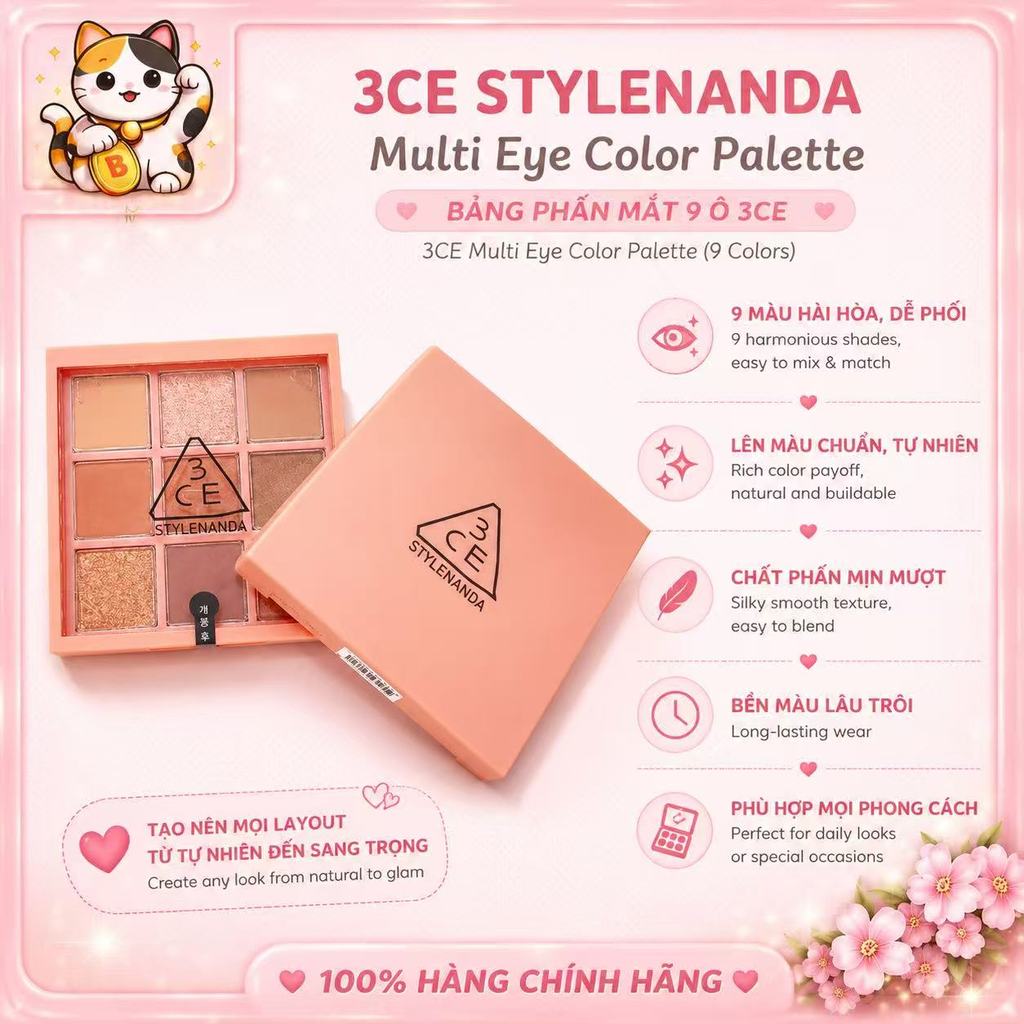 [Chính Hãng] Màu Mắt 9 Ô 𝟛ℂ𝔼 𝐌𝐮𝐥𝐭𝐢 𝐄𝐲𝐞 𝐂𝐨𝐥𝐨𝐫 𝐏𝐚𝐥𝐞𝐭𝐭𝐞 Mới Nhấ 2025 Fullsize/Fullbox