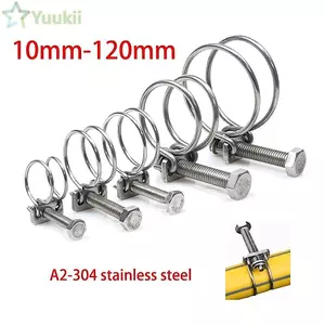 Kẹp ống YUUKII 1Pc, thép không gỉ 304, kẹp tròn hai dây cho ống nước/thông gió