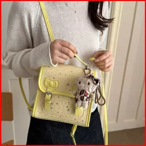 GC2 phiên bản Hàn Quốc ins ba lô ngôi sao màu trơn thích hợp túi xách thời trang và đơn giản dễ thương CG2