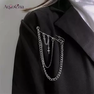 AqToCna Dây Xích Kim Loại Ngôi Sao Mặt Dây Chuyền Thổ Cẩm Dành Cho Nữ Bộ Đồ Trang Trí sel Dây Xích Kim Loại Pin Vải Trang Sức Phụ Kiện Thời Trang Chân AqToCna