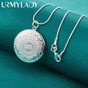 URMYLADY Bạc 925 Tròn Khung Ảnh 16-30 Inch Mặt Dây Chuyền Vòng Cổ Cho Nữ Cưới Đính Hôn Thời Trang Quyến Rũ Trang Sức