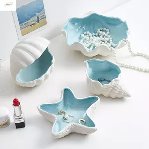 Khay lưu trữ vỏ sao biển ZENZON, Khay trưng bày trang sức bằng gốm sáng tạo, Trang trí đồ trang trí nhiều màu dễ thương Tấm lưu trữ trang sức