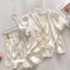 Bộ đồ ngủ lụa băng tinh khiết phong cách nữ mùa hè V-cổ chữ V viền ren dáng rộng Bộ đồ mặc nhà ngắn tay dành cho nữ