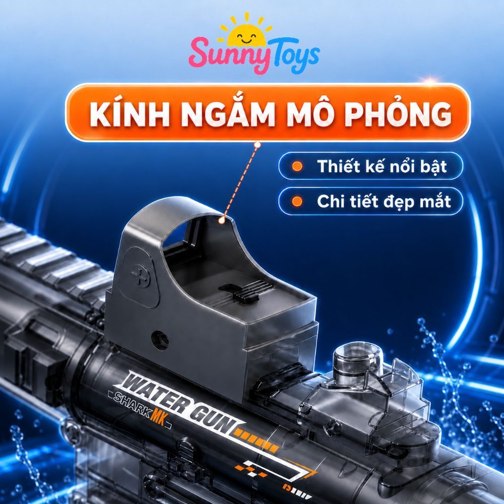 Phun Nước Điện M416 Trong Suốt SunnyToys- Có Đèn LED Tặng Sạc USB Cho Bé Chơi Hè Nhập Vai