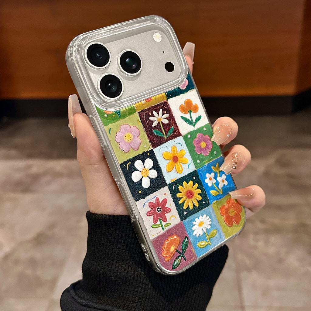 Ốp Điện Thoại Hoa Nổi Ba Chiều Thích Hợp Cho iPhone16promax Spring 14 Apple 17 Long Lanh 15 / 13 Bộ