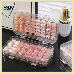Hộp Bảo Quản Móng Tay Nghệ Thuật B & N, Hộp Trưng Bày Trong Suốt Cho Móng Tay Có Thể Đeo Được, Hộp Bảo Quản Trang Sức Chống Bụi Có Thể Gập Lại Cho Đầu Móng Tay.