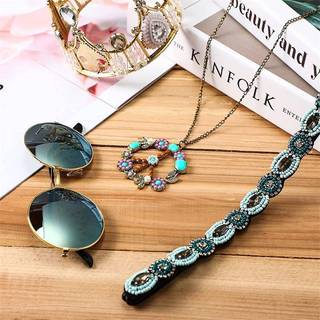 AqToCna Pha Lê Ngọc Cương Bohemian Phụ Kiện Tóc Kim Cương Giả Đính Hạt Băng Đô Quấn Tóc Co Giãn Phong Cách Hàn Quốc AqToCna