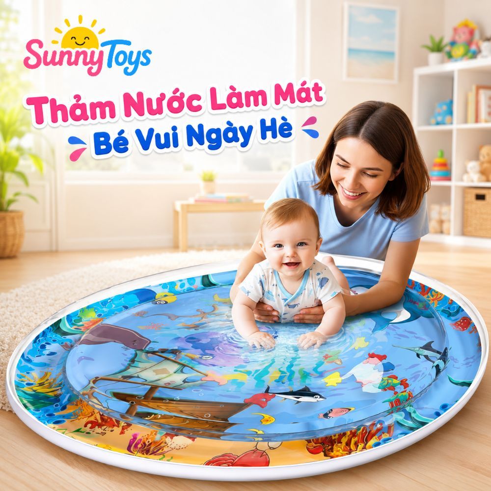Thảm Nước Tập Bò SunnyToys - Bơm Hơi Hình Cá Cho Bé Nằm Chơi Vui Nhộn