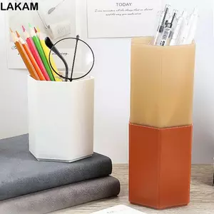 Hộp đựng bút LAKAM, Hộp đựng bút thiết kế lục giác bằng nhựa, Dụng cụ sắp xếp bàn dung tích lớn đa chức năng dành cho sinh viên