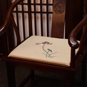 Mới Phong Cách Trung Quốc Gỗ Gụ Gỗ Chắc Chắn Sofa Đệm Ghế Ghế Ăn Trà Ghế Đệm Thêu Bông Sen102304