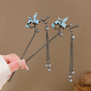 Mới Phong Cách Trung Hoa Mộc Lan Hoa Tua Rua Kẹp Tóc Thời Trang Phong Cách Cổ Đại Thanh Lịch Bước Lắc Kẹp Tóc Ngọc Trai Tấm Kẹp Tóc Phụ Kiện Tóc
