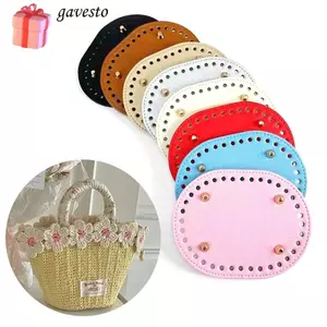Phụ kiện túi GAVESTO, đáy túi hình bầu dục bằng da PU, Chất liệu 14,5cm * 11cm với 36 lỗ Đáy thủ công cho túi dệt kim