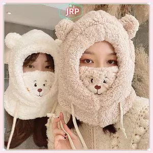 JRP Mới Dễ Thương Gấu Tai Mũ Khăn Găng Tay Bộ Mùa Đông Nữ Beanies Mũ Ấm Áp Thường Ngày Sang Trọng Mũ Thường Ngày Chắc Chắn Lông Cừu Cô Gái Kawaii Hiện Tại JRP