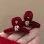 Năm mới làm giàu!Nhung Đỏ Lấy Kẹp Nơ Tóc Nổ Nhỏ Bên Kẹp Nữ Thu Đông Phụ Kiện Tóc Kẹp R0U9