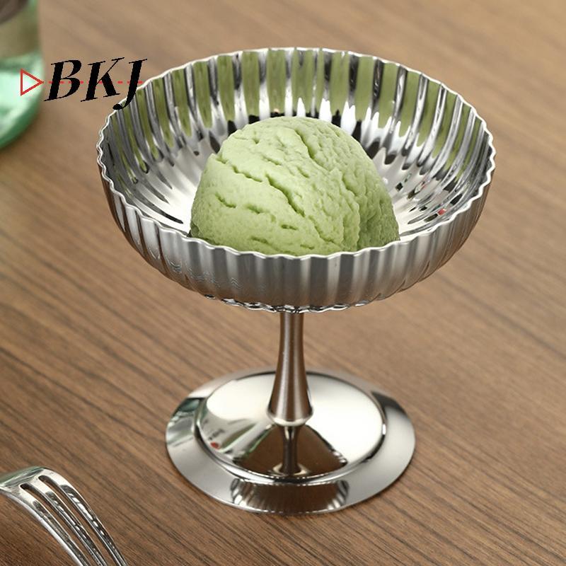[KJ] Cốc kem bằng thép không gỉ Bát tráng miệng Salad trái cây đế cao Món ăn na [Mới]