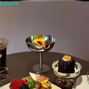 Cốc làm kem bằng thép không gỉ FUHUIOT, Đồ dùng thanh Cốc bề mặt mịn, Món ăn khai vị Bát Salad chống gỉ Món tráng miệng