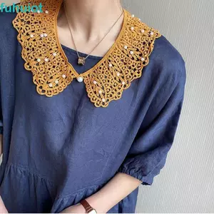 FUHUIOT Ren Cổ Giả, Đầm Trang Trí Vai Trang Trí Cổ Áo Sơ Mi, Phụ Kiện Quần Áo DIY Khăn Choàng Cotton Có Thể Tháo Rời May