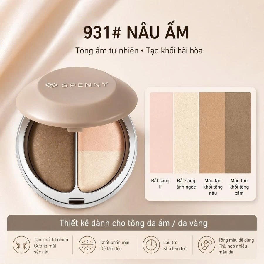 [SPENNY] Phấn Tạo Khối Và Highlight Bắt SPENNY Làm Sáng Da Mặt Dạng Lì Lên Màu Mịn Lâu Trôi