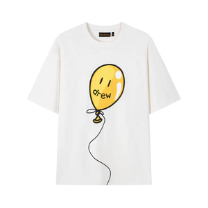 Bán chạy mặt cười họa tiết bong bóng in hình áo thun ngắn tay màu trắng cotton nguyên chất áo thun nam nữ dáng rộng cỡ lớn 0612