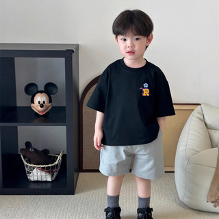 (Từ 1-12 tuổi) Áo thun ngắn tay cho trẻ em, mũ cho bé trai, áo in hình hoa hoạt hình và dấu tay, áo cổ tròn.