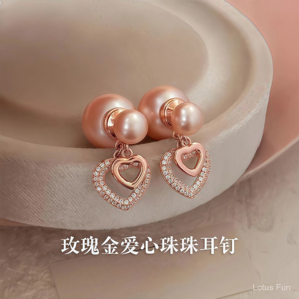 S925 Bạc Kim Tình Yêu Ngọc Trai Bông Tai Nữ Bán Chạy Cao Cấp Bông Tai Nhẹ Sang Trọng Phù Hợp Với Tính Khí Độc Đáo Bông Tai