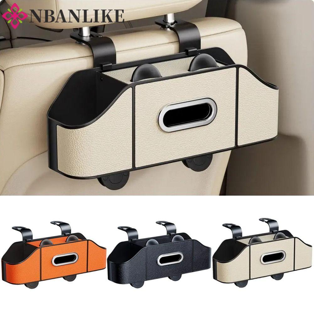 Hộp đựng đồ ghế sau ô tô NBANLIKE, có giá đỡ cốc có hộp đựng khăn giấy Tựa đầu Hộp đựng đồ treo, Móc treo Giá đỡ điện thoại đa chức năng đựng khăn giấy ghế sau ô tô