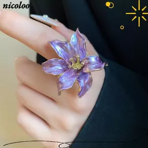 Nhẫn hoa Tulip NICOLOO, Nhẫn mở cổ điển không phai màu, Nhẫn đeo tay tinh tế cá tính ngọt ngào thời trang dành cho nữ