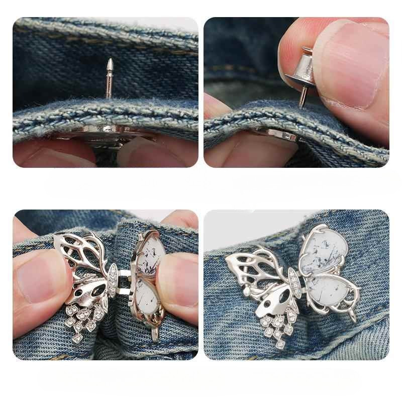 Quần Size Eo Quần Jeans Nút Lớn Nhỏ Nút Điều Chỉnh Không Đường May Quần Thắt Lưng Thắt Lưng Hiện Vật Khóa Eo Bướm