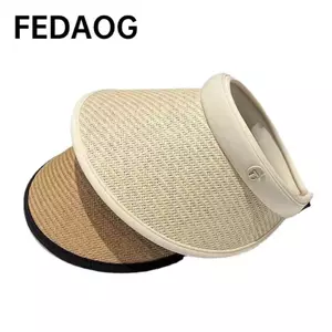 Mũ đi biển FEDAOG, Mũ rơm chống tia cực tím mái hiên lớn, Tấm che nắng hợp thời trang Mũ đuôi ngựa chống nắng