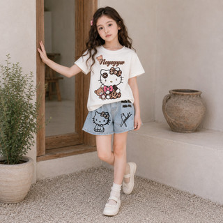 Set Áo Thun In Hình + Chân Váy Denim Bé Gái – Thiết Kế Dễ Thương, Phong Cách Hàn Quốc