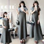 Bộ đồ bà bầu Váy hoa thông thường mùa hè + Bộ đồ hai mảnh tay ngắn dáng rộng đơn giản