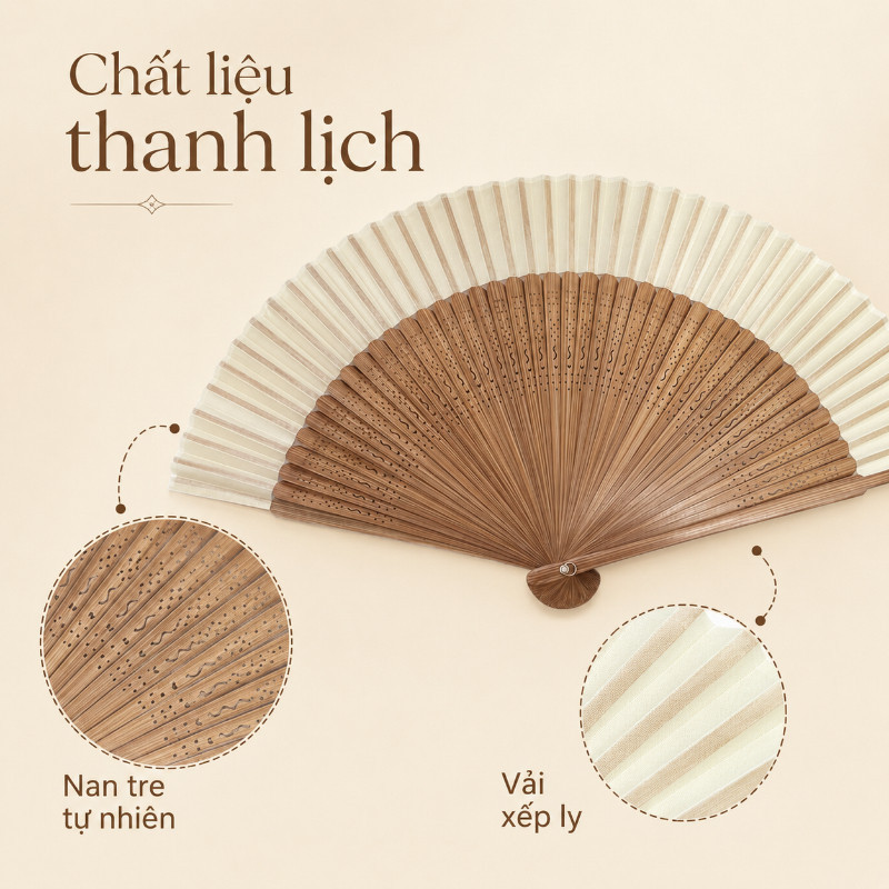 Quạt Xoè Cổ Điển Cầm Tay - Phụ Kiện Thời Thượng, Hoàn Hảo Cho Tiệc, Sự Kiện & Ảnh Nghệ Thuật