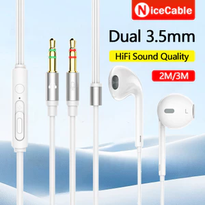 Thiết kế giắc cắm kép 3,5 mm Tai nghe có dây loại nửa tai 9D Âm trầm vòm Cáp 2m / 3m Micro độ phân giải cao Tai nghe giảm tiếng ồn thông minh