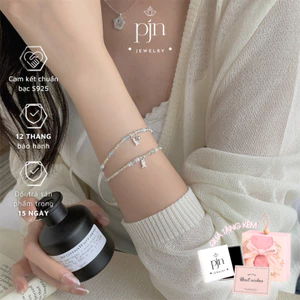 Vòng Tay Bạc 925 Lắc Tay Bạc Vỡ Charm Cá Nhỏ May Mắn PJN Mix Hạt Pha Lê Phong Cách Cho Nữ Đi Học Đi Chơi VT16