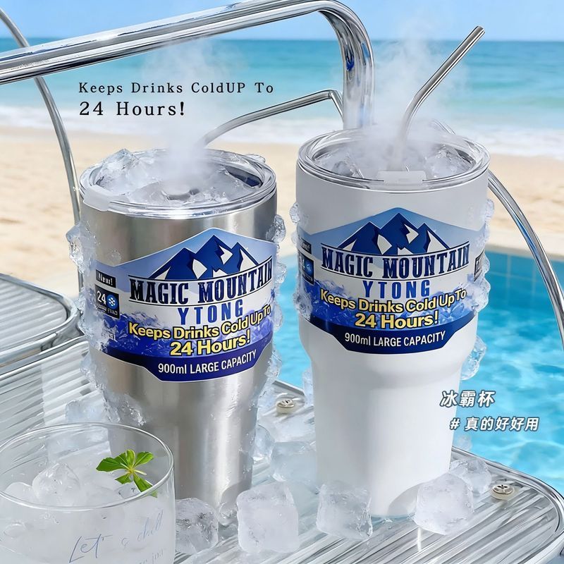 [Giảm 25%] Ly Giữ Nhiệt Inox 304 30oz 900ml Có Nắp Kín Chống Tràn Tặng Sticker Núi Ống Hút Inox Giữ Lạnh 12 Giờ Dùng Ô Tô Tập Gym Du Lịch Đa Năng Tiện Lợi An Toàn Thực Phẩm Bền Đẹp
