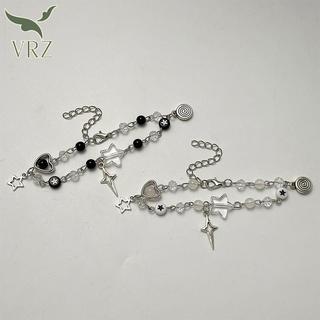 VRZ Mới Hợp Thời Trang Y2K Cặp Đôi Vòng Tay Dành Cho Nữ Cô Gái Rỗng Pentagram Đàn Guitar Mặt Dây Chuyền Đính Hạt Vòng Tay Bạn Bè Trang Sức Quà Tặng HOT