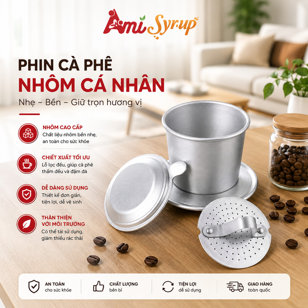 Phin Cà Phê Nhôm Cá Nhân Loại Thường Dụng Cụ Pha Cafe Đậm Đà Chuẩn Vị Việt