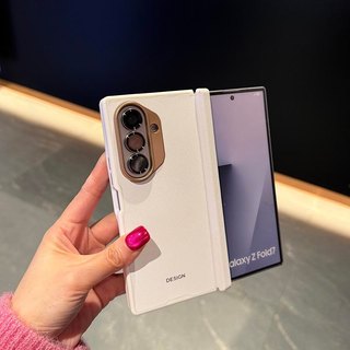 Ốp Da Từ Tính Hai Chân Sang Trọng Cho Galaxy Z Fold 7 Z Fold 6 Z Fold 5 Vỏ Bảo Vệ Da Cao Cấp Với Ống Kính Vàng Bảo Vệ Z Fold 8