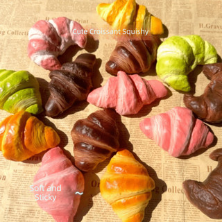Đồ chơi Squishy Croissant CURBANFABLE, Bàn tay tăng chậm Thư giãn Bánh mì nhân tạo giả, Trẻ em Pinch Dính Mô phỏng thực phẩm Đồ chơi phục hồi mềm Sinh nhật