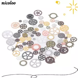 NICOLOO 100g Steampunk Gears, Đồng Vàng Đồng Bạc Tông Màu Hỗn Hợp Kim Loại Steampunk Gears, Quyến Rũ Hợp Kim Hỗn Hợp Cổ Steampunk Gears DIY Trang Sức Làm