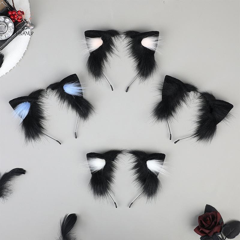 HNKMP Hoạt Hình Sang Trọng Tai Mèo Dành Cho Nữ Cô Gái Cosplay Tóc Ngộ nghĩnh Dễ Thương Gothic Tóc Vòng Sáng Tạo Phụ Kiện Tóc Quà Tặng.